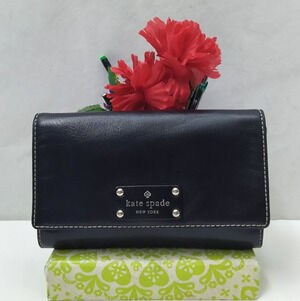 Kate Spade Black Leather Credit Card Bifold Wallet